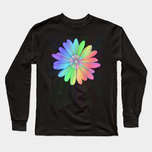 Supernova Rainbow Flower Long Sleeve T-Shirt by Art by Deborah Camp